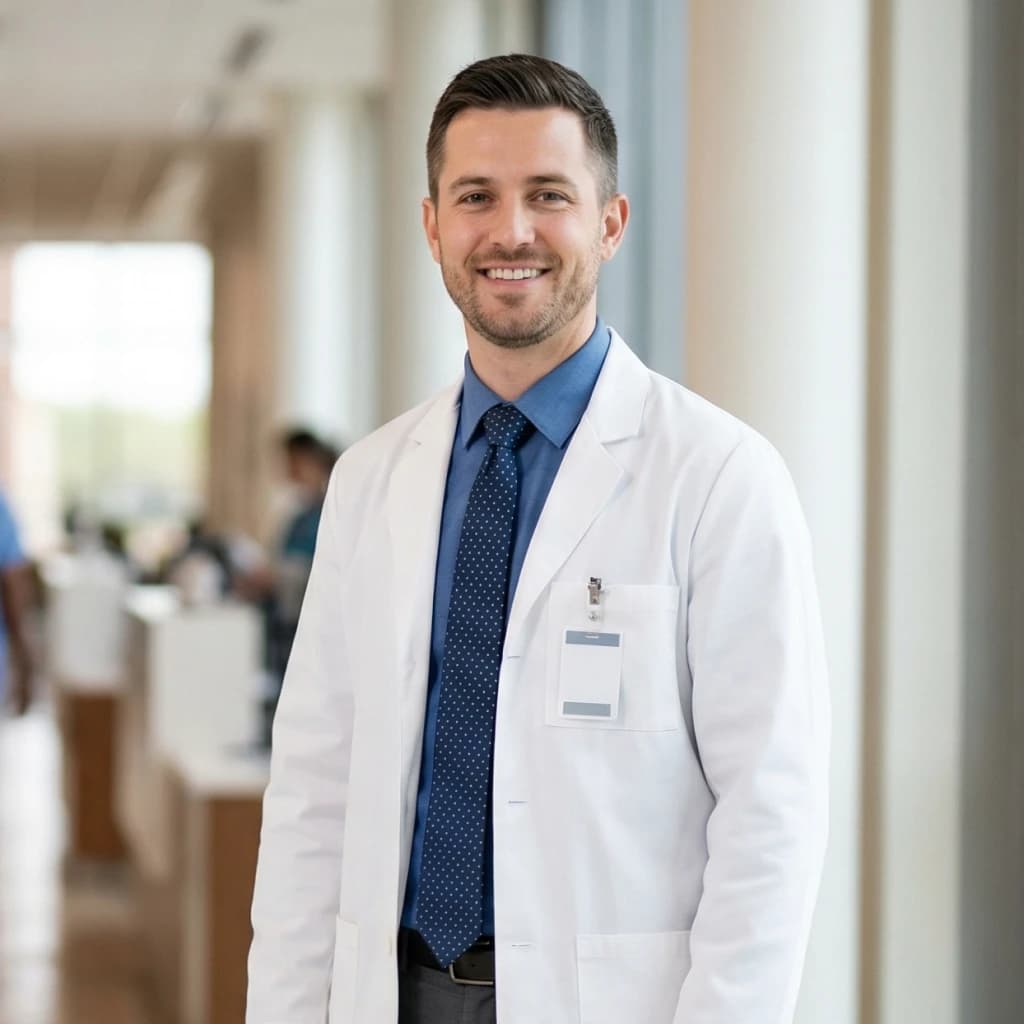 AI-generated physician headshot example